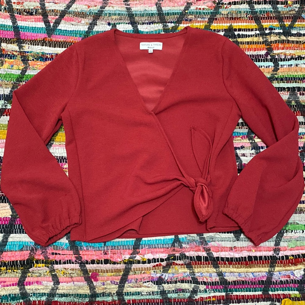 Madewell Texture & Thread Wrap Long Sleeve Top